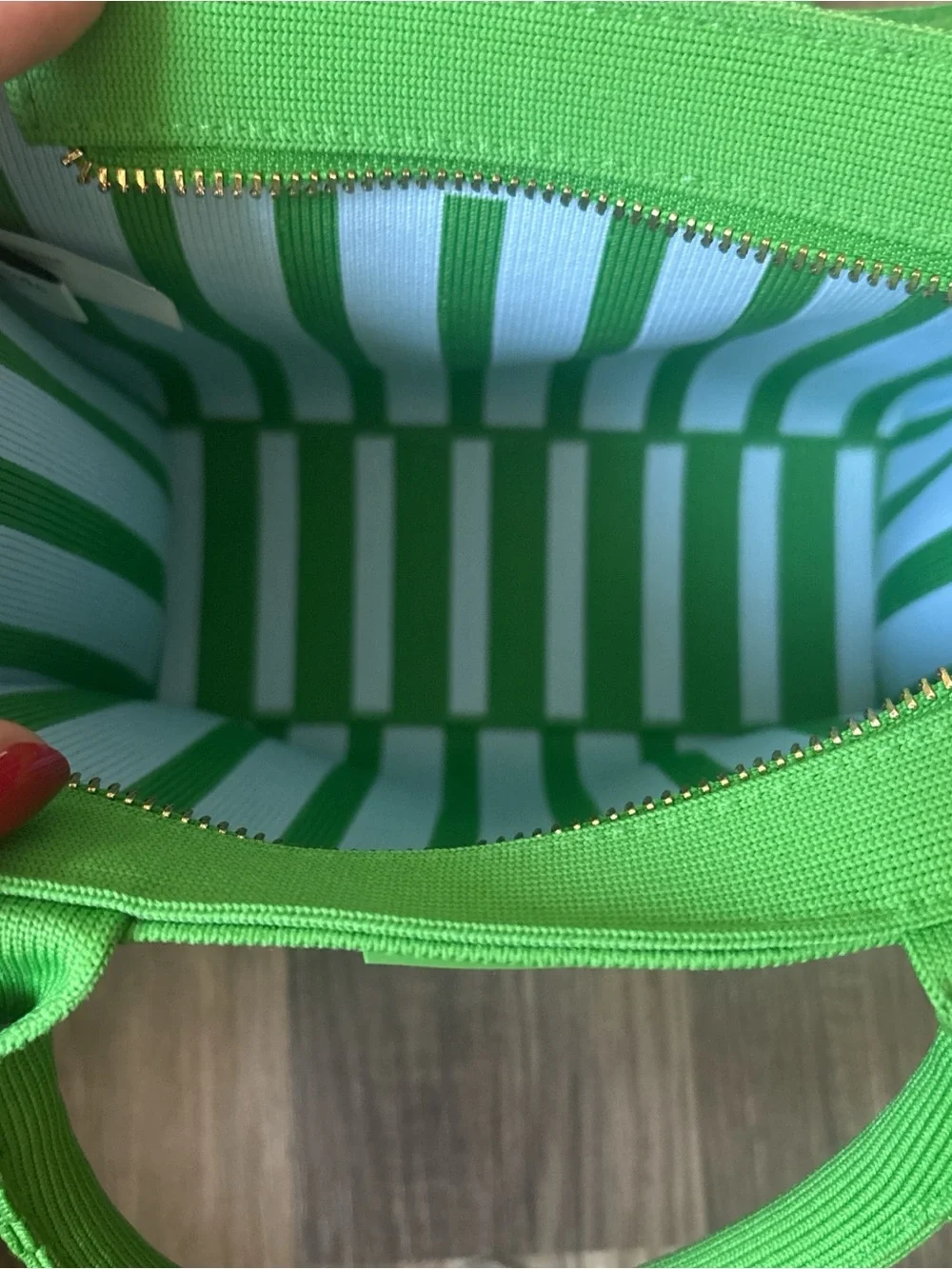 Kate Spade x Target Bright Green and White Striped Canvas Tote